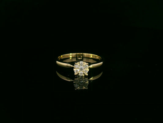 18K yellow gold diamond cluster ring with 0.18 carat round brilliant cut diamonds by Emirates Diamonds