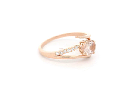 18K rose gold oval morganite and diamond crossover ring 0.81 carat by Emirates Diamonds