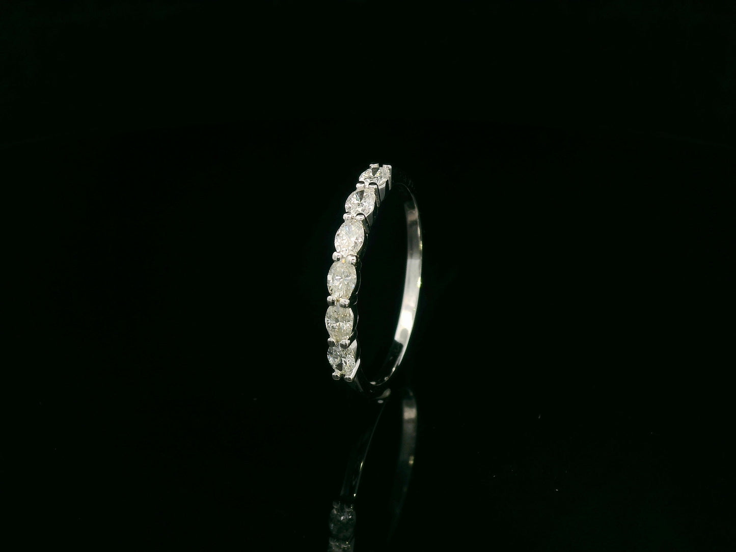 18K white gold oval diamond band ring with 0.47 carat total diamond weight – Emirates Diamonds