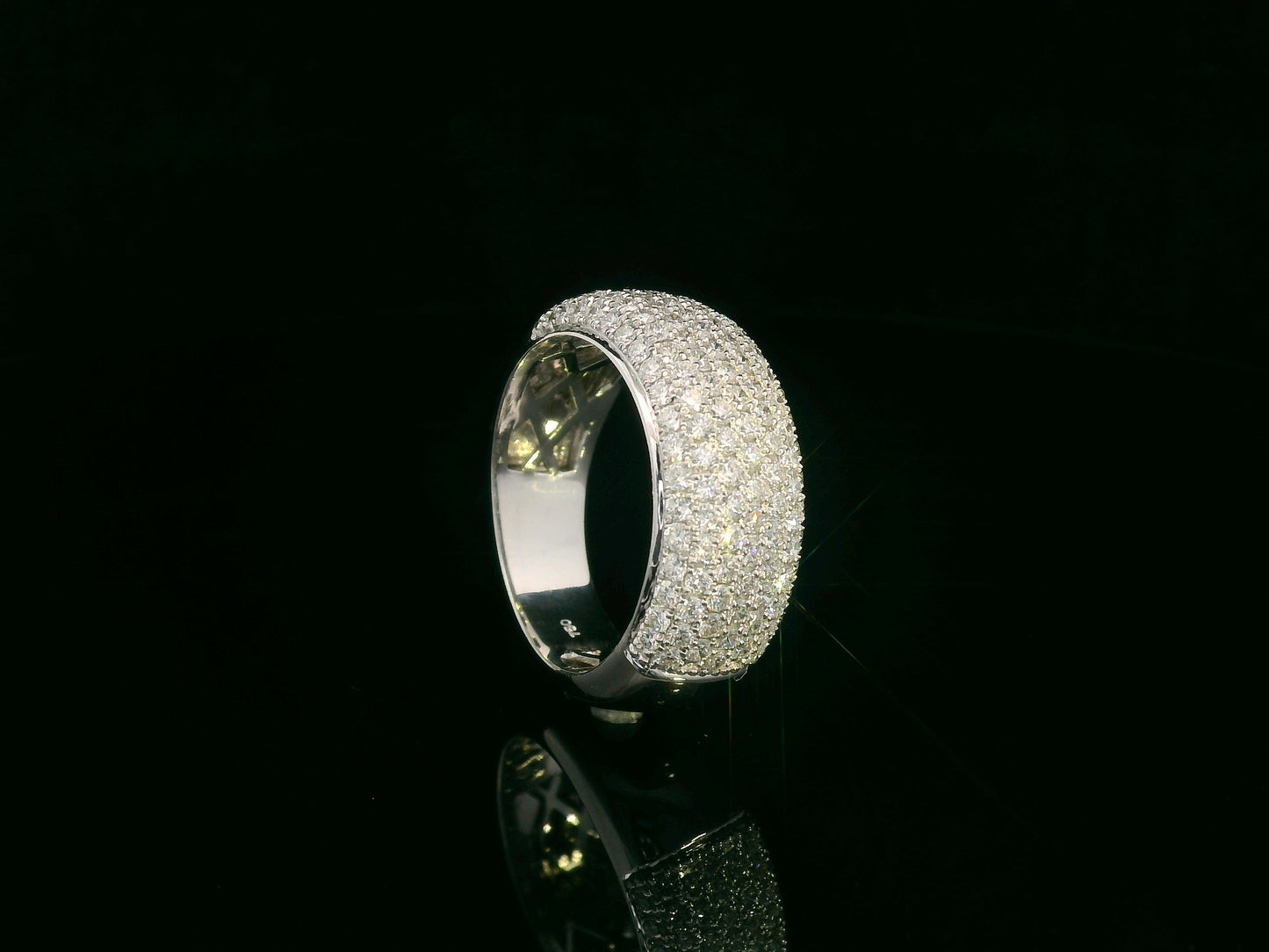 18K white gold pavé diamond dome ring with 1.82 carats of diamonds by Emirates Diamonds