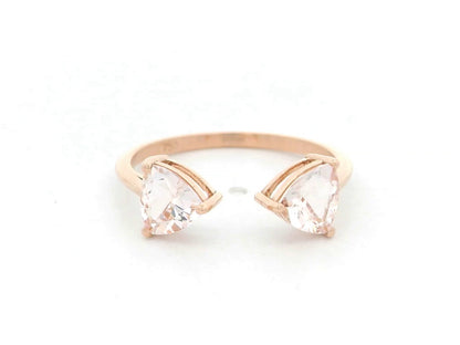 Pear shape morganite toi et moi ring in 18K rose gold by Emirates Diamonds