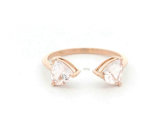 Pear shape morganite toi et moi ring in 18K rose gold by Emirates Diamonds
