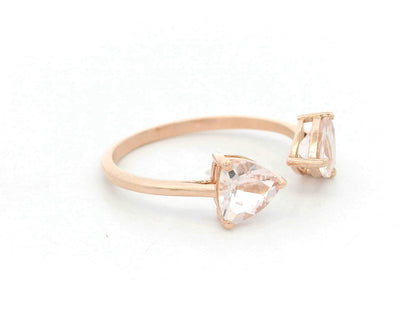 Pear shape morganite toi et moi ring in 18K rose gold by Emirates Diamonds