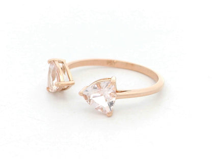 Pear shape morganite toi et moi ring in 18K rose gold by Emirates Diamonds