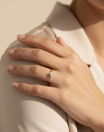 0.30 carat diamond solitaire ring crafted in solid 18K yellow gold by Emirates Diamonds