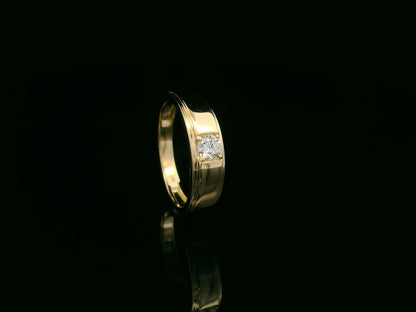 0.25 carat men’s diamond ring in 18K yellow gold by Emirates Diamonds featuring round brilliant diamond in structured band.
