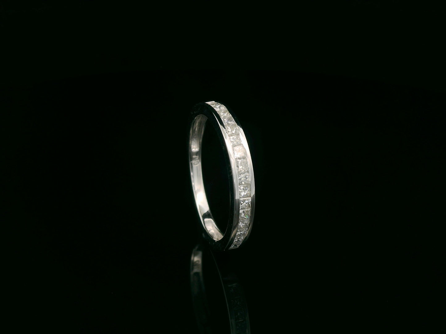 18K white gold princess cut diamond half eternity band 0.50 carat channel set by Emirates Diamonds