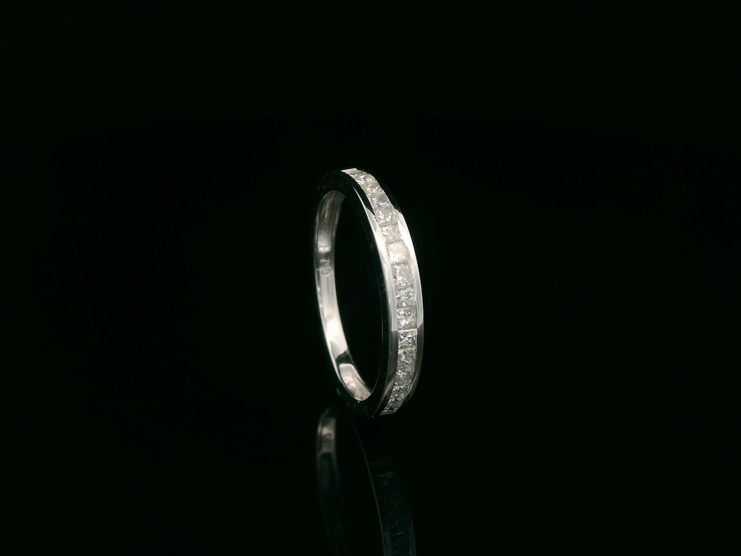 18K white gold princess cut diamond half eternity band 0.50 carat channel set by Emirates Diamonds