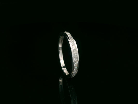 18K white gold princess cut diamond half eternity band 0.50 carat channel set by Emirates Diamonds