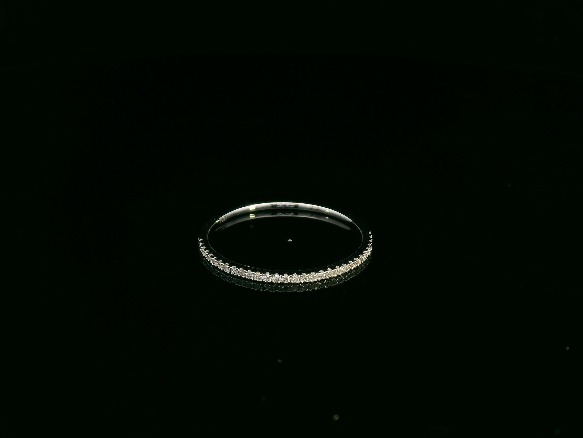 18K white gold slim diamond band with delicate pavé-set diamonds by Emirates Diamonds