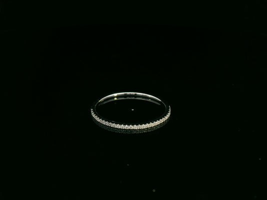 18K white gold slim diamond band with delicate pavé-set diamonds by Emirates Diamonds