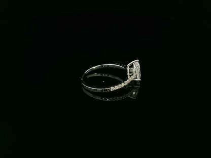 1.01 carat GIA certified pear diamond engagement ring in 18K white gold with pavé band by Emirates Diamonds Dubai
