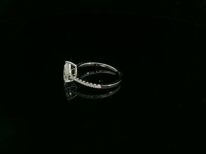 1.01 carat GIA certified pear diamond engagement ring in 18K white gold with pavé band by Emirates Diamonds Dubai