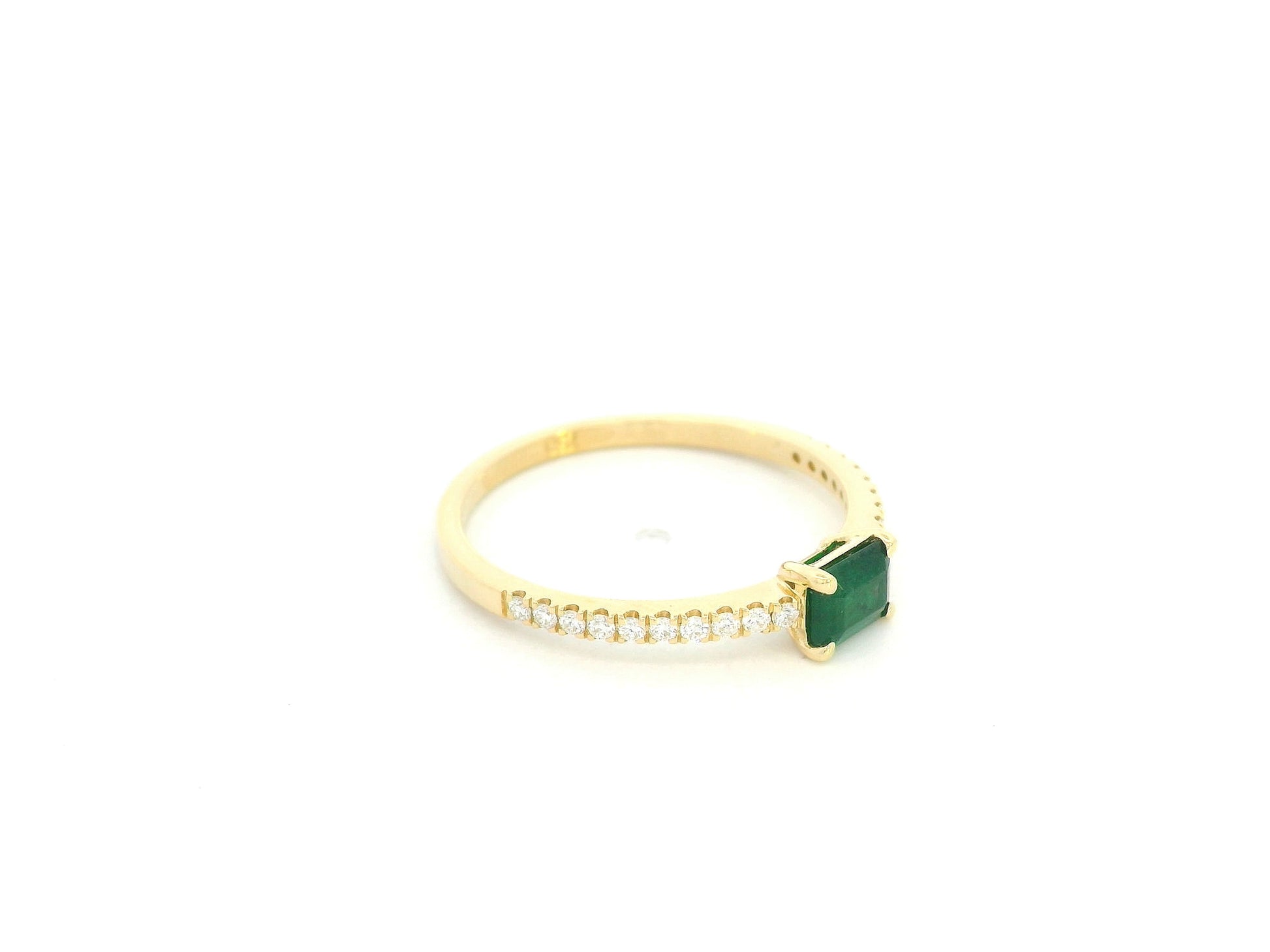 0.35 carat square emerald and diamond ring in 18K yellow gold by Emirates Diamonds