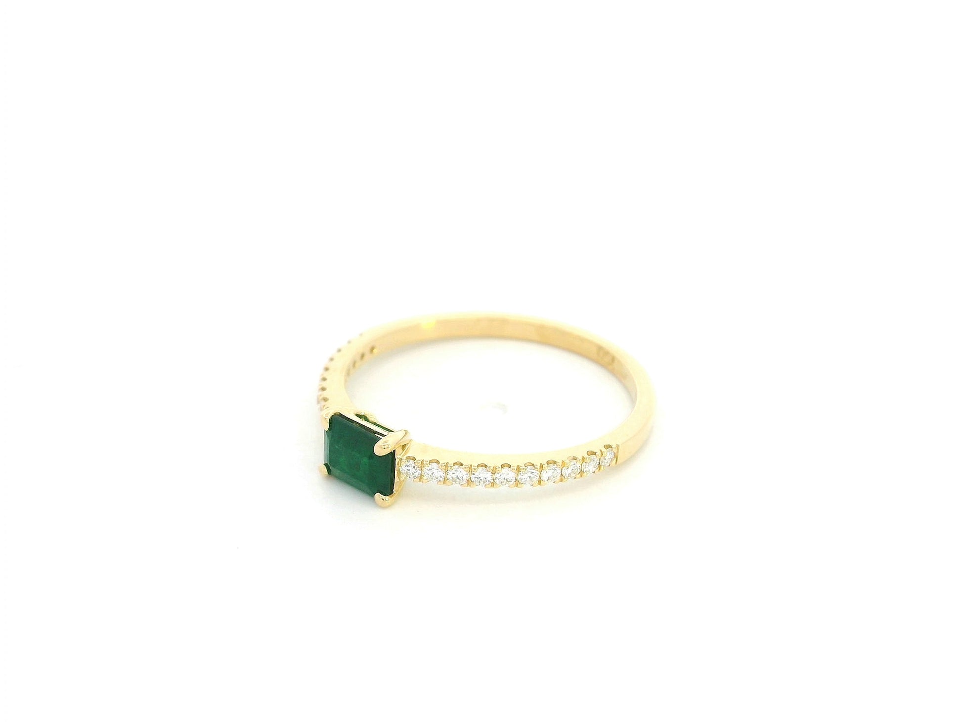 0.35 carat square emerald and diamond ring in 18K yellow gold by Emirates Diamonds