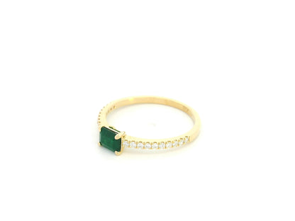 0.35 carat square emerald and diamond ring in 18K yellow gold by Emirates Diamonds