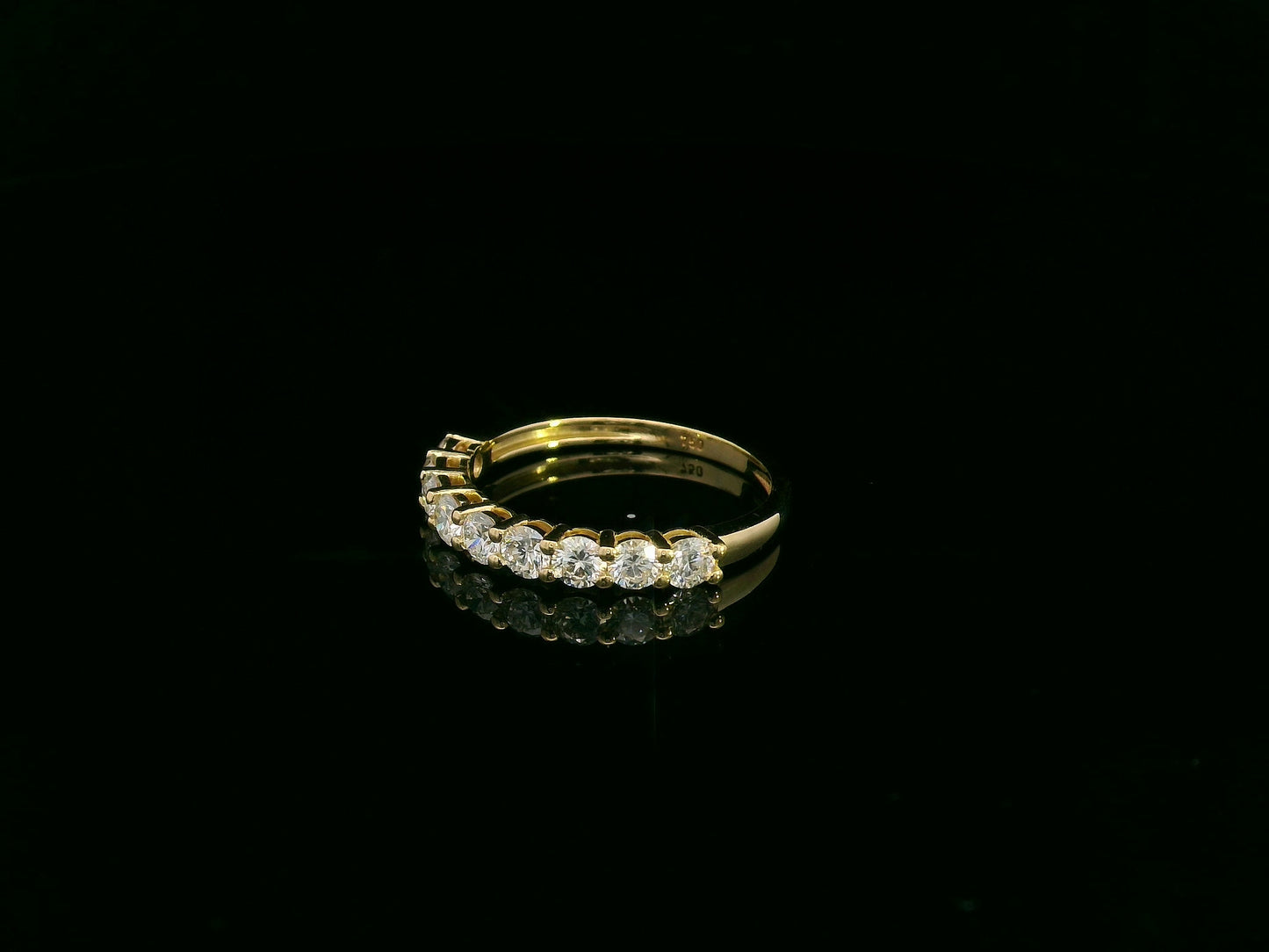 18K yellow gold diamond half eternity ring with round brilliant-cut diamonds by Emirates Diamonds