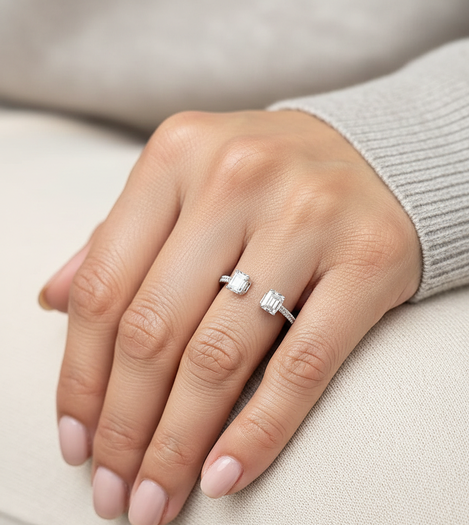 0.31 carat diamond open ring in 18K white gold by Emirates Diamonds