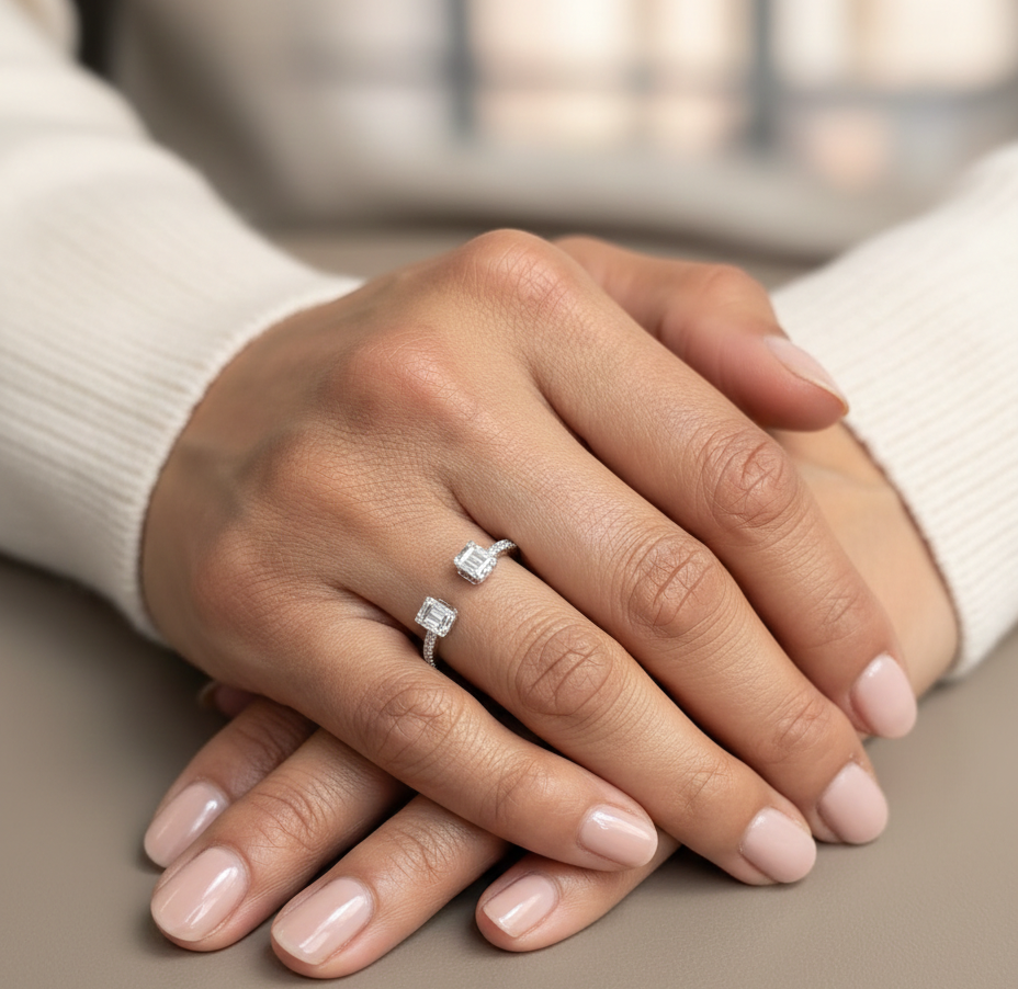 0.31 carat diamond open ring in 18K white gold by Emirates Diamonds