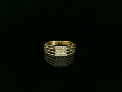 18K yellow gold men’s diamond ring with square diamond cluster by Emirates Diamonds