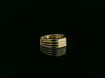 18K yellow gold men’s diamond ring with square diamond cluster by Emirates Diamonds
