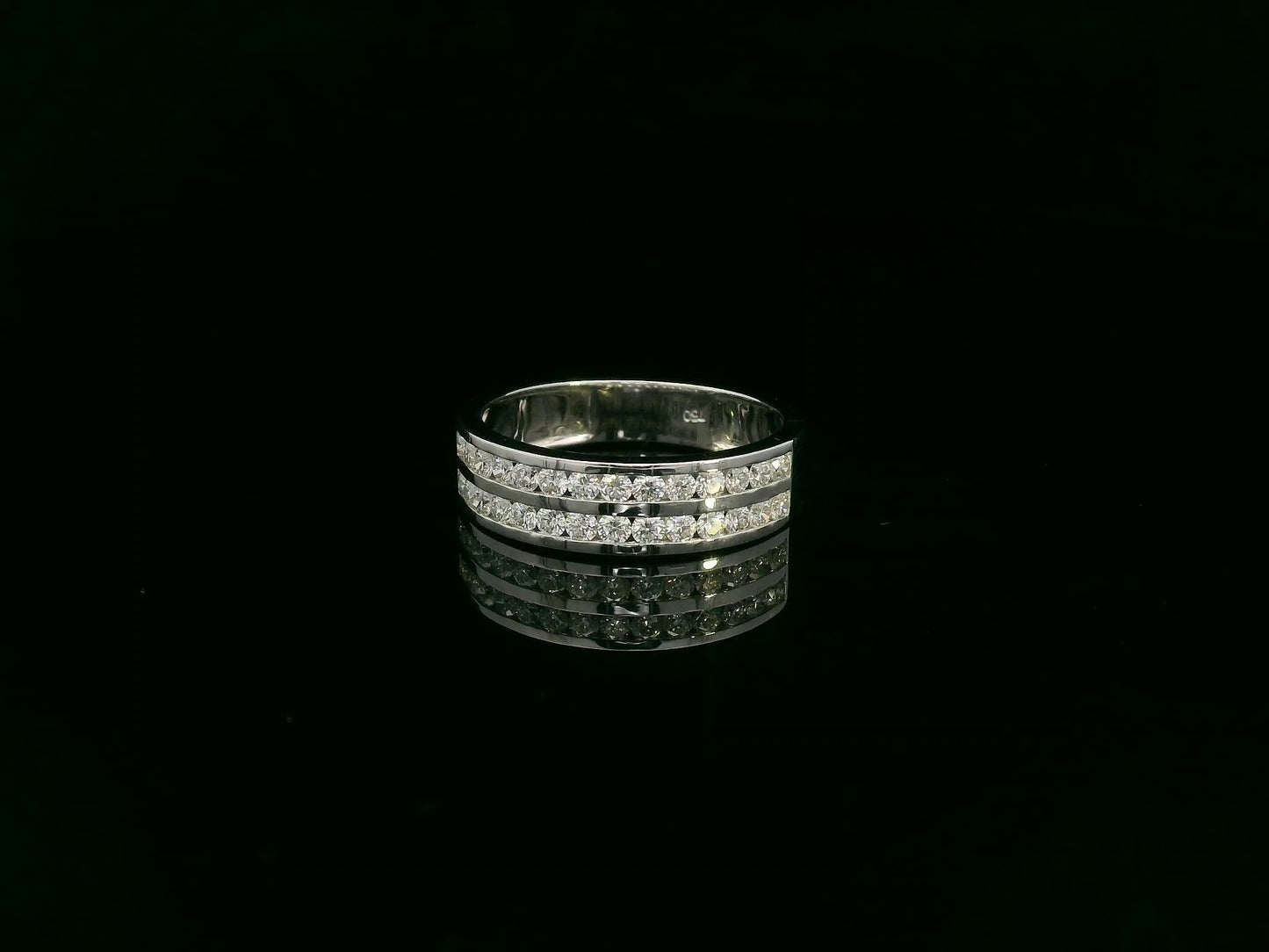 18K white gold diamond channel-set band with double rows of round diamonds by Emirates Diamonds