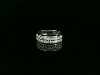18K white gold diamond channel-set band with double rows of round diamonds by Emirates Diamonds