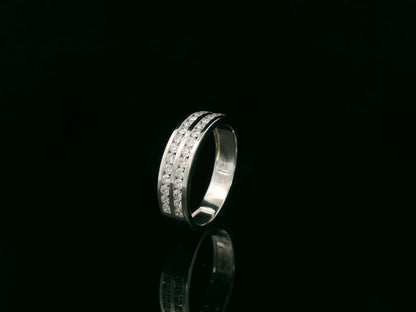 18K white gold diamond channel-set band with double rows of round diamonds by Emirates Diamonds
