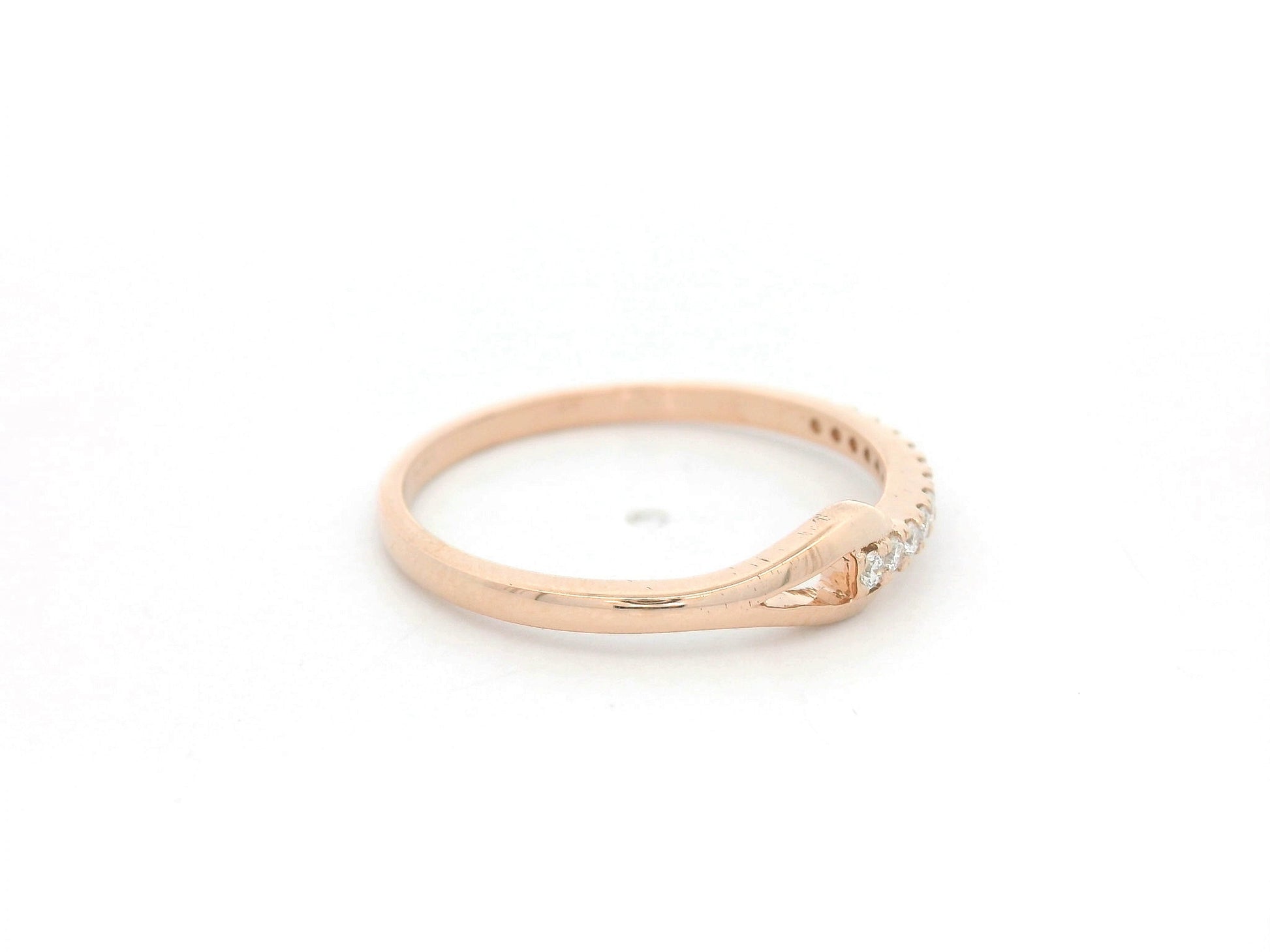 Diamond split shank ring 0.11 carat pavé diamonds in 18K rose gold by Emirates Diamonds