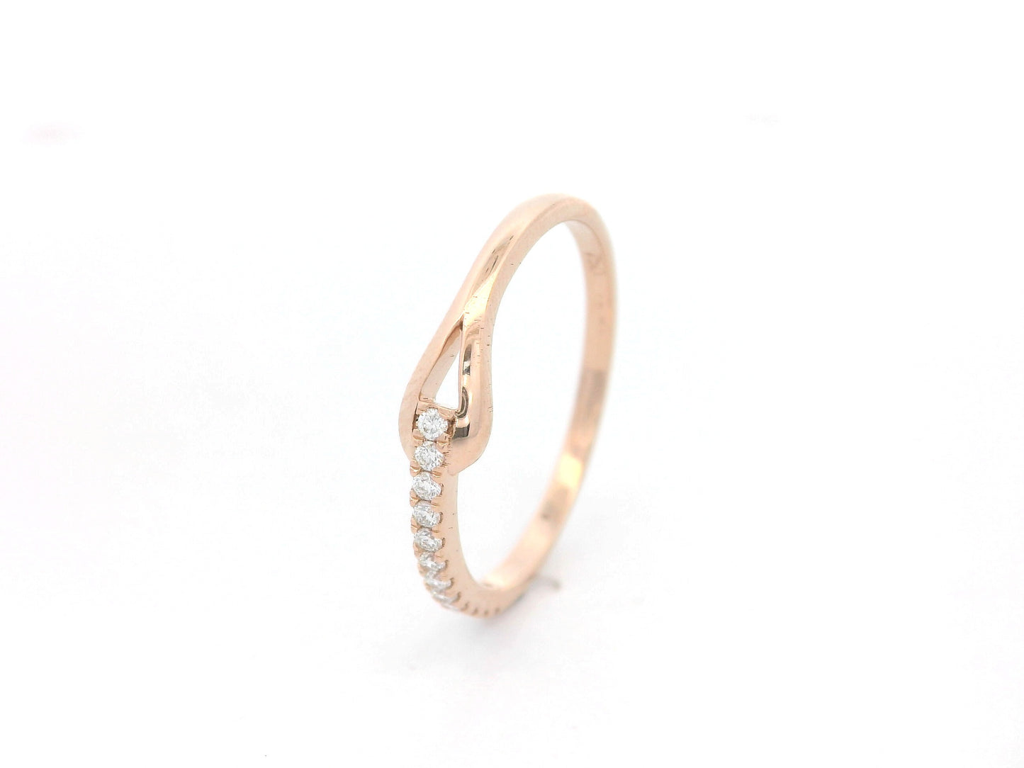 Diamond split shank ring 0.11 carat pavé diamonds in 18K rose gold by Emirates Diamonds