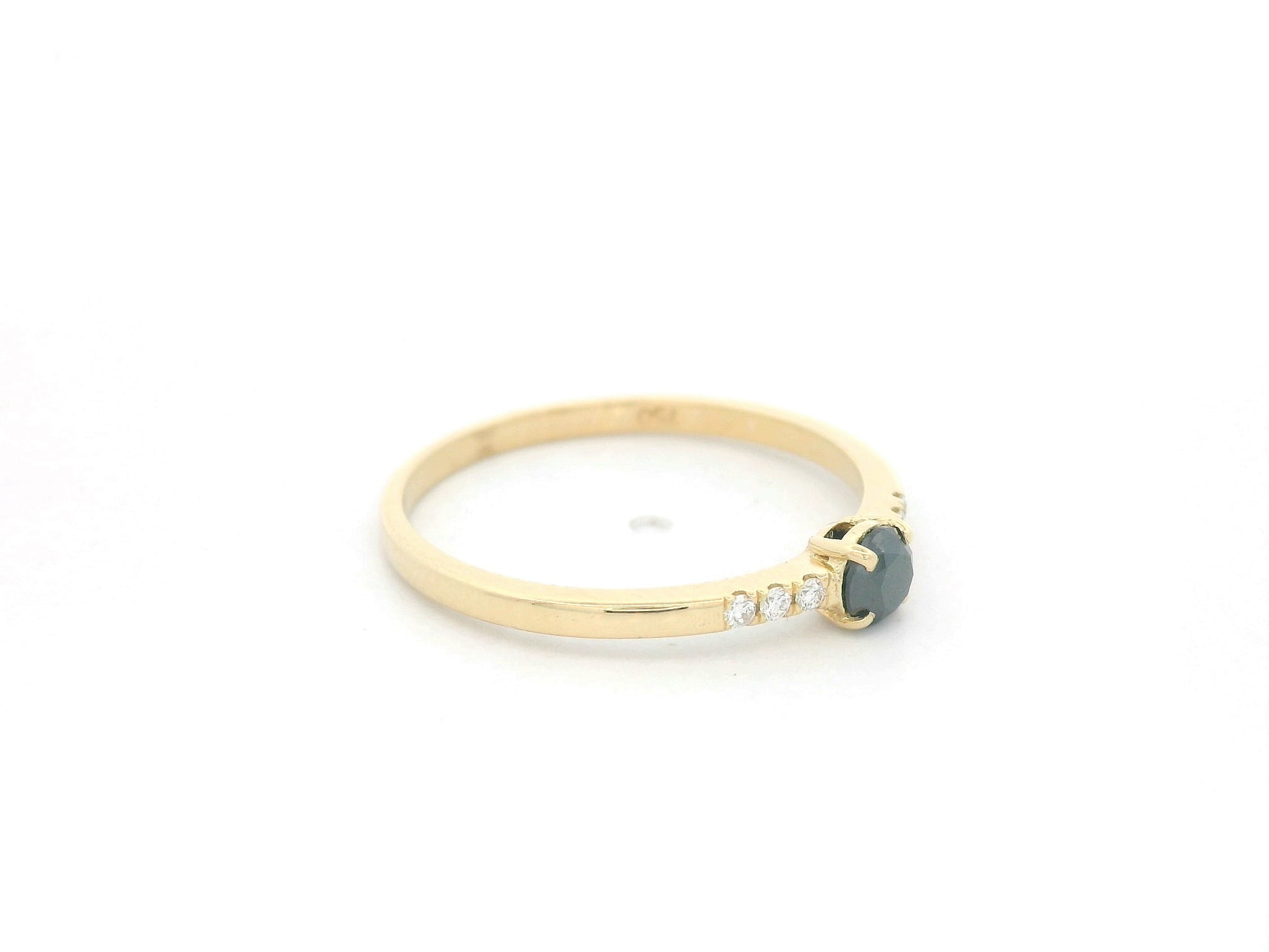 Black diamond ring 0.25 carat with diamond accents in 18K yellow gold by Emirates Diamonds