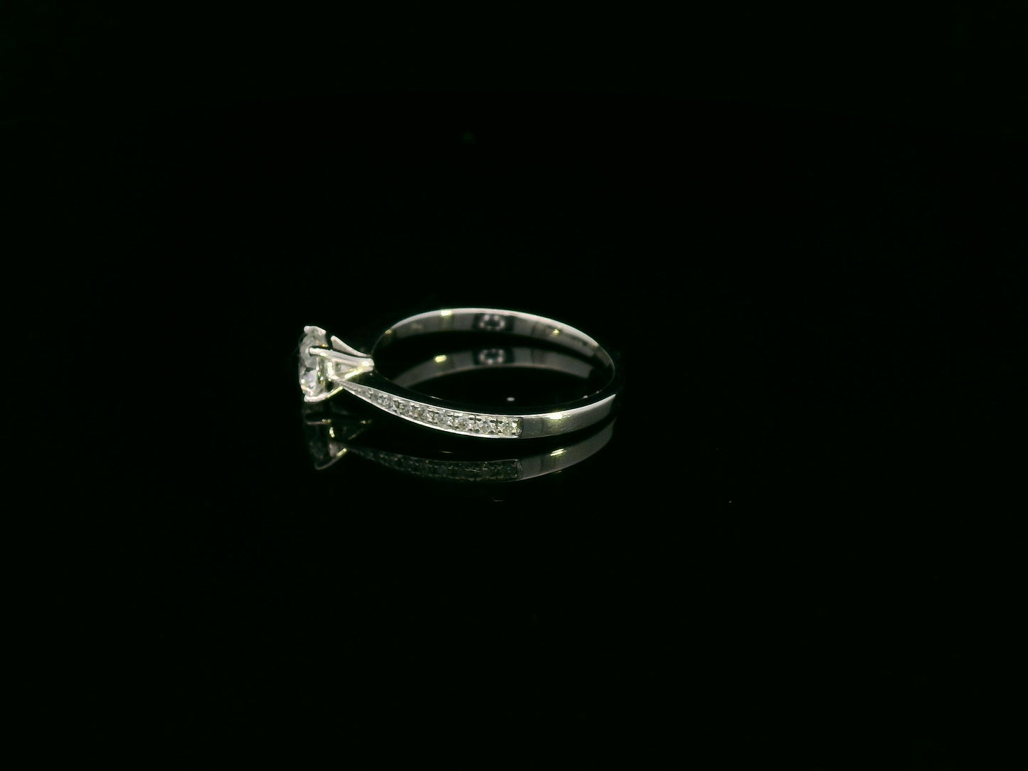 18K white gold diamond solitaire engagement ring with pavé band – 0.55 carat GIA diamond by Emirates Diamonds