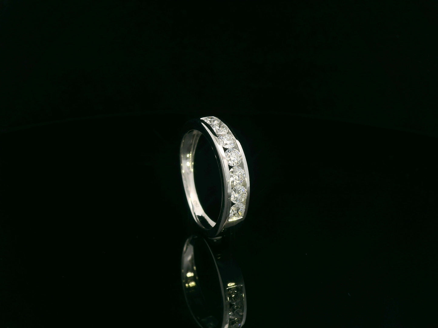 0.92 carat diamond channel set band ring in 18K white gold unisex design by Emirates Diamonds