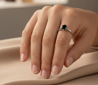 1.92 carat black diamond solitaire ring in 18K white gold by Emirates Diamonds