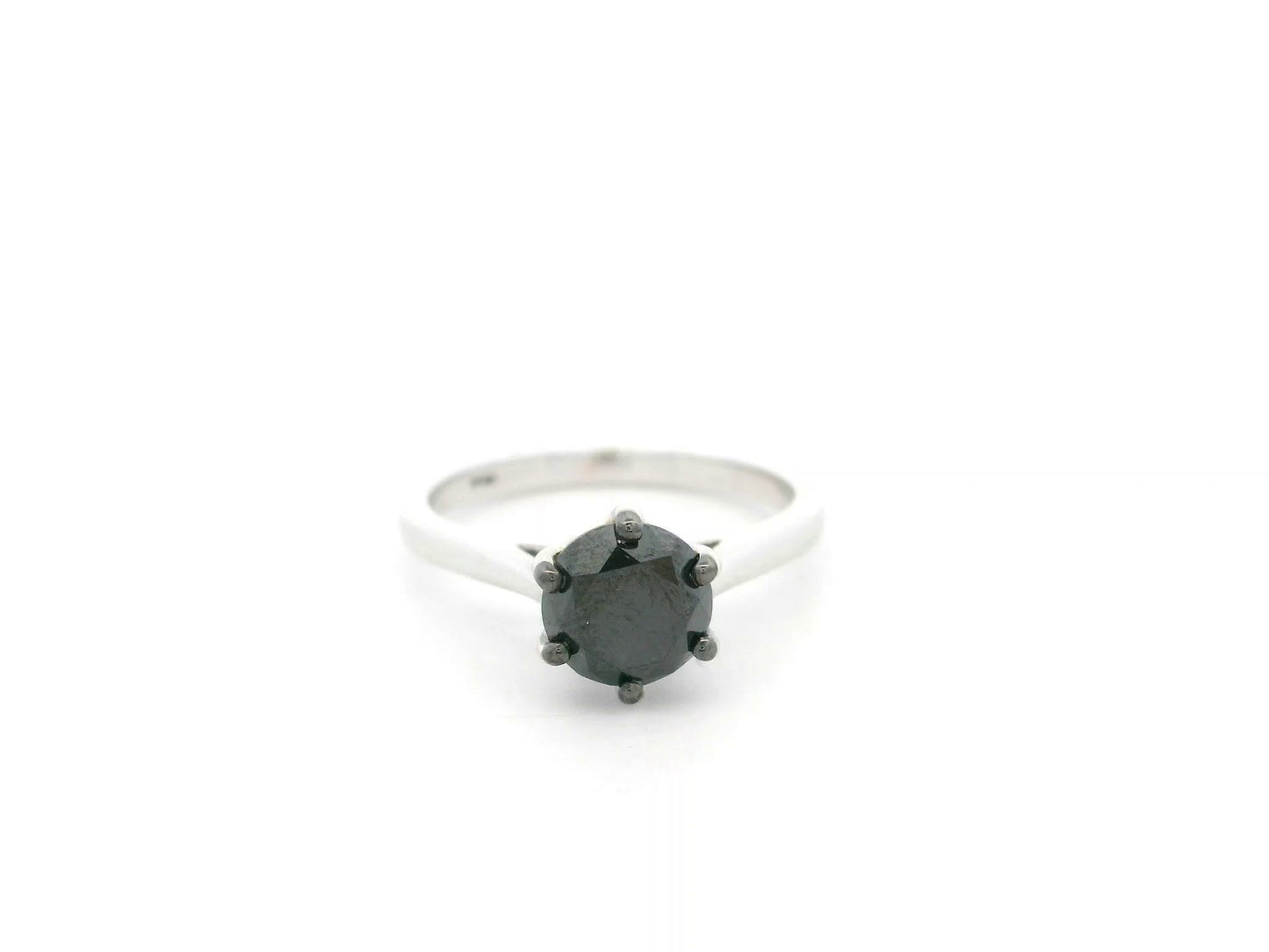 1.92 carat black diamond solitaire ring in 18K white gold by Emirates Diamonds