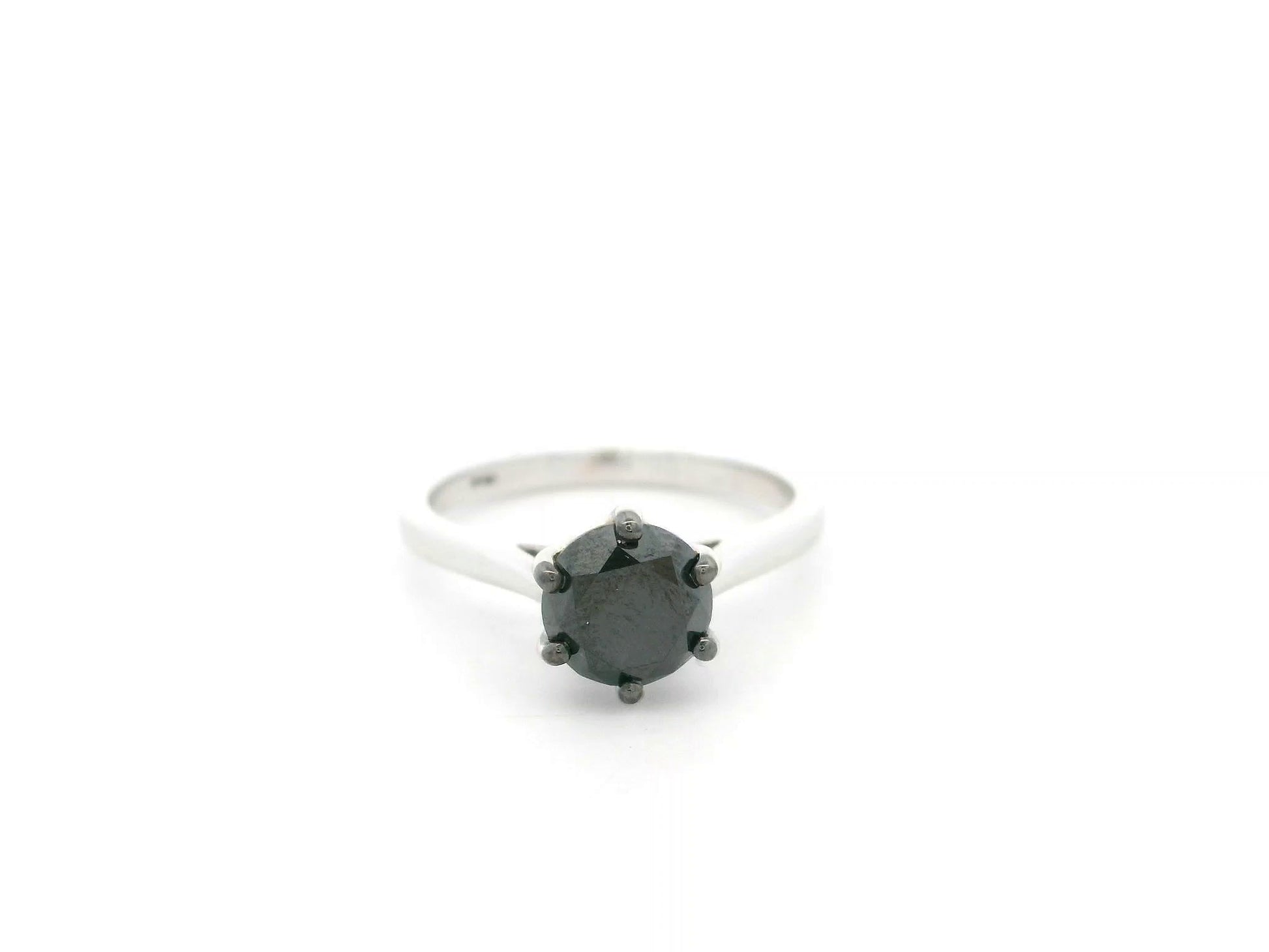 1.92 carat black diamond solitaire ring in 18K white gold by Emirates Diamonds