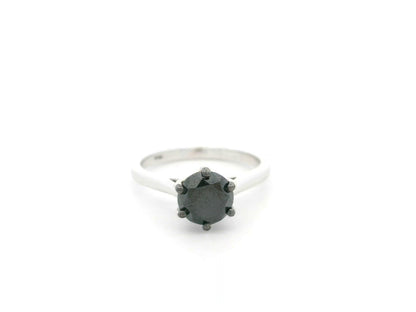 1.92 carat black diamond solitaire ring in 18K white gold by Emirates Diamonds