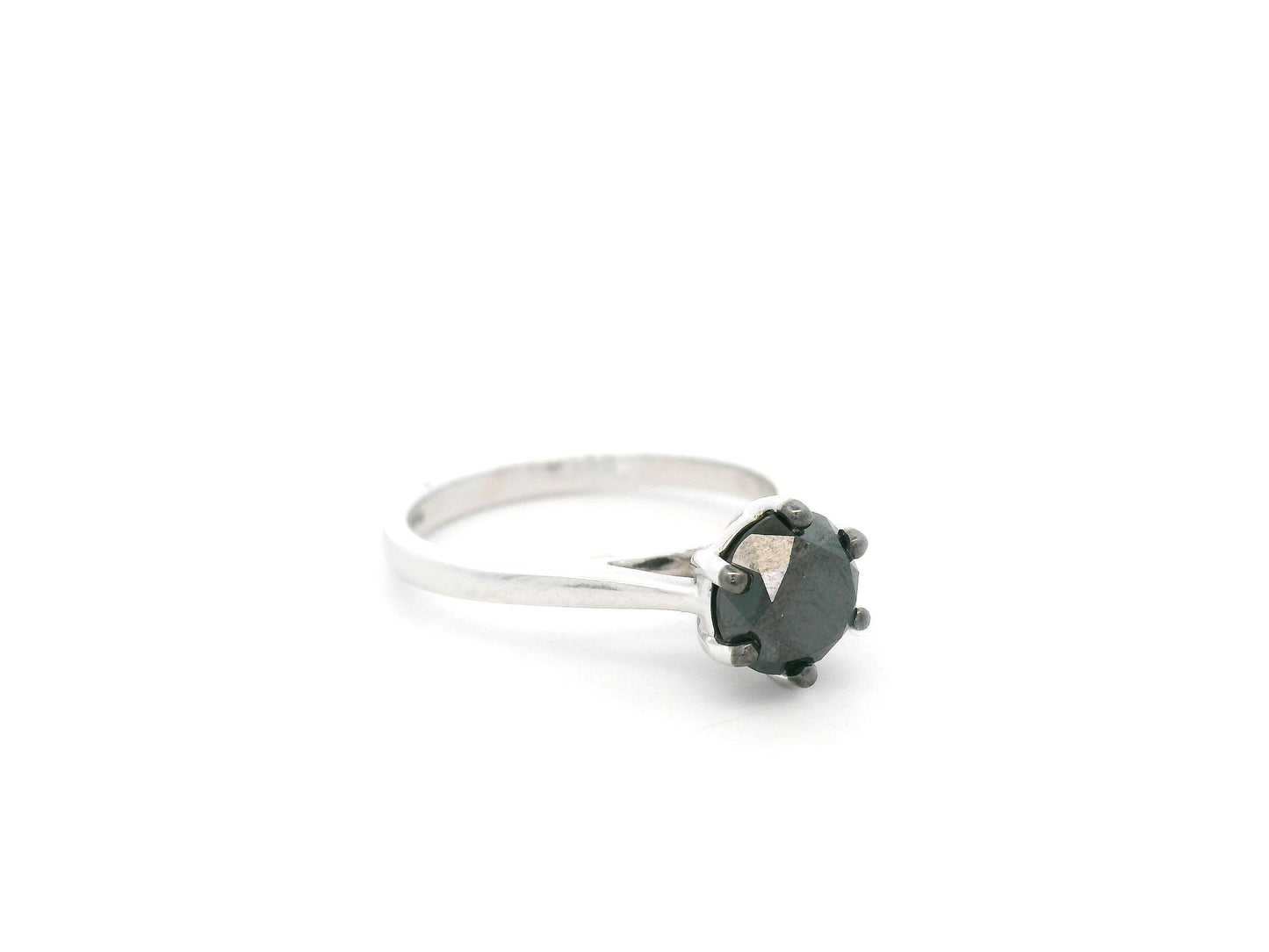 1.92 carat black diamond solitaire ring in 18K white gold by Emirates Diamonds