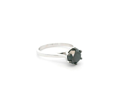 1.92 carat black diamond solitaire ring in 18K white gold by Emirates Diamonds
