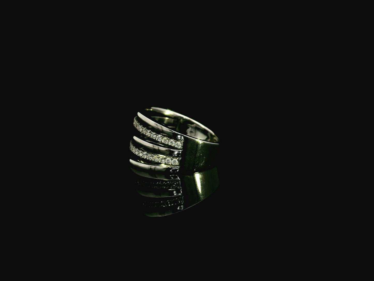 Diamond multi band stacked ring in 18K white gold by Emirates Diamonds