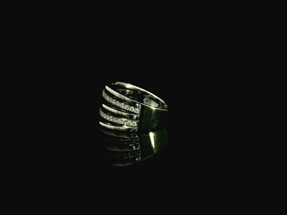 Diamond multi band stacked ring in 18K white gold by Emirates Diamonds