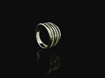 Diamond multi band stacked ring in 18K white gold by Emirates Diamonds