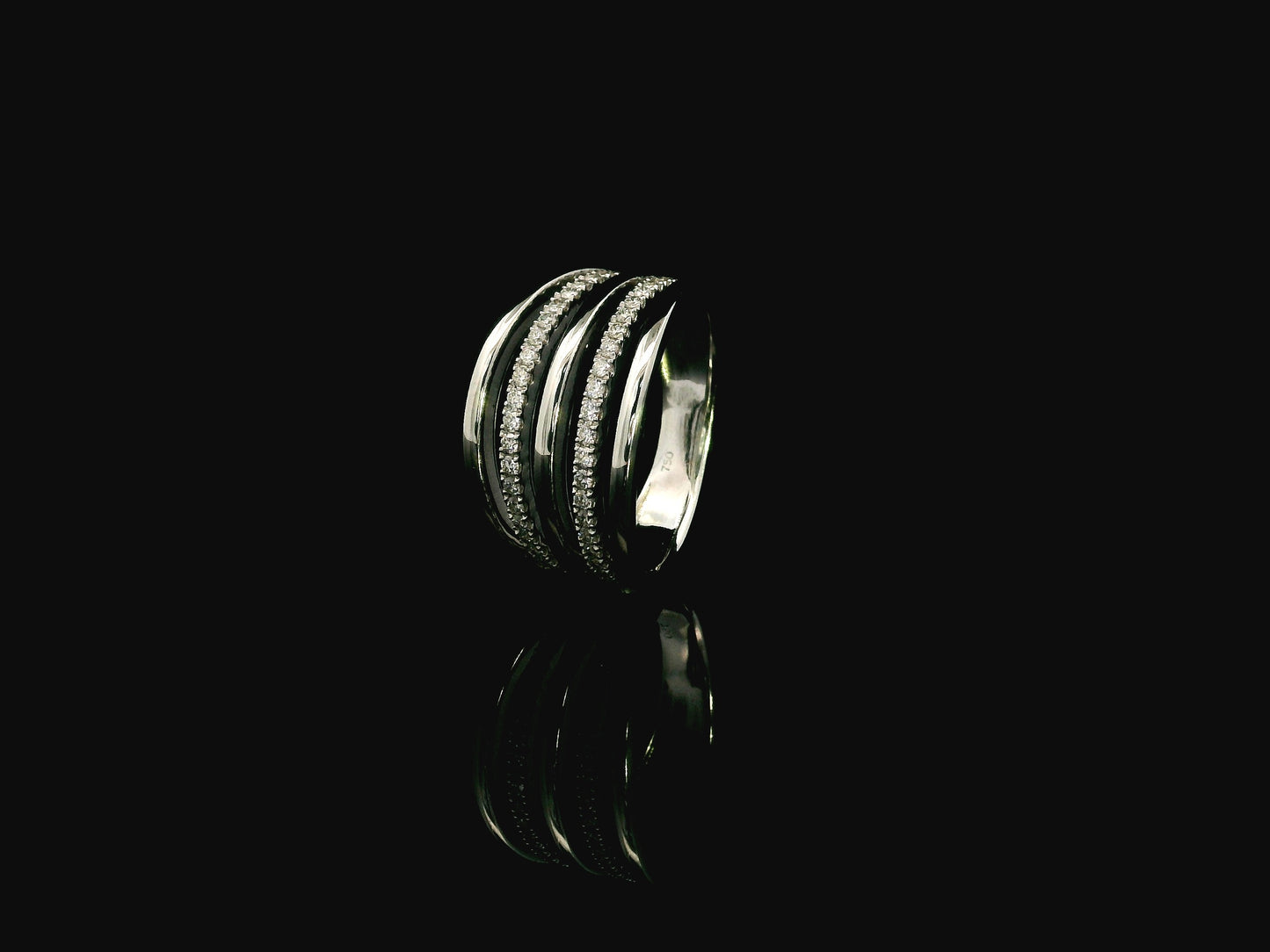 Diamond multi band stacked ring in 18K white gold by Emirates Diamonds