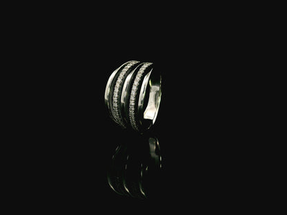 Diamond multi band stacked ring in 18K white gold by Emirates Diamonds