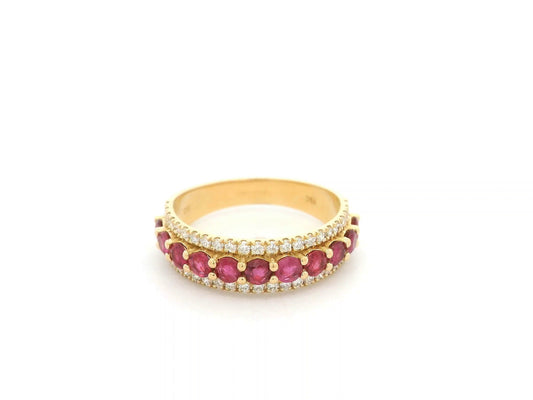 Ruby and diamond eternity ring in 18K yellow gold by Emirates Diamonds