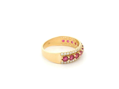 Ruby and diamond eternity ring in 18K yellow gold by Emirates Diamonds