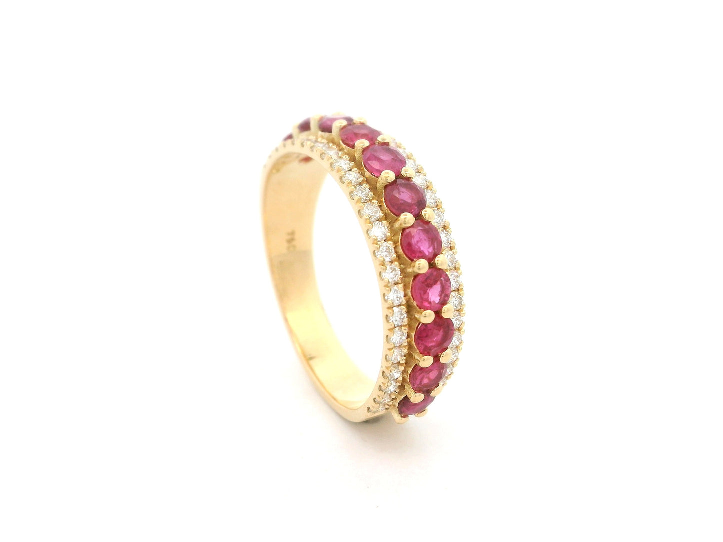Ruby and diamond eternity ring in 18K yellow gold by Emirates Diamonds