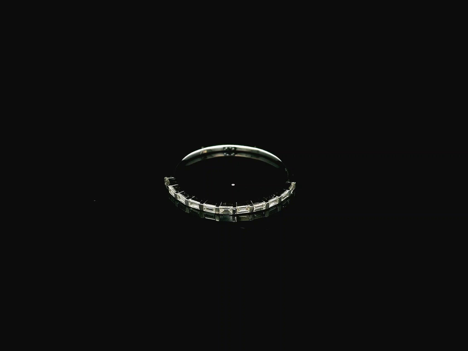 Baguette diamond band ring in 18K white gold minimalist stackable ring Emirates Diamonds