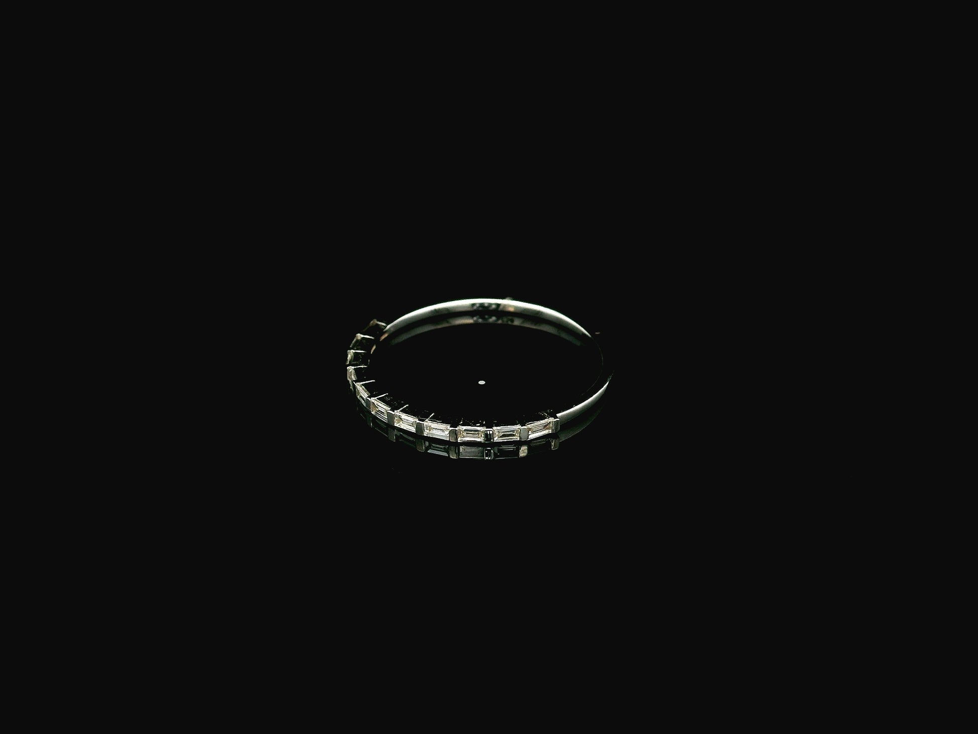 Baguette diamond band ring in 18K white gold minimalist stackable ring Emirates Diamonds