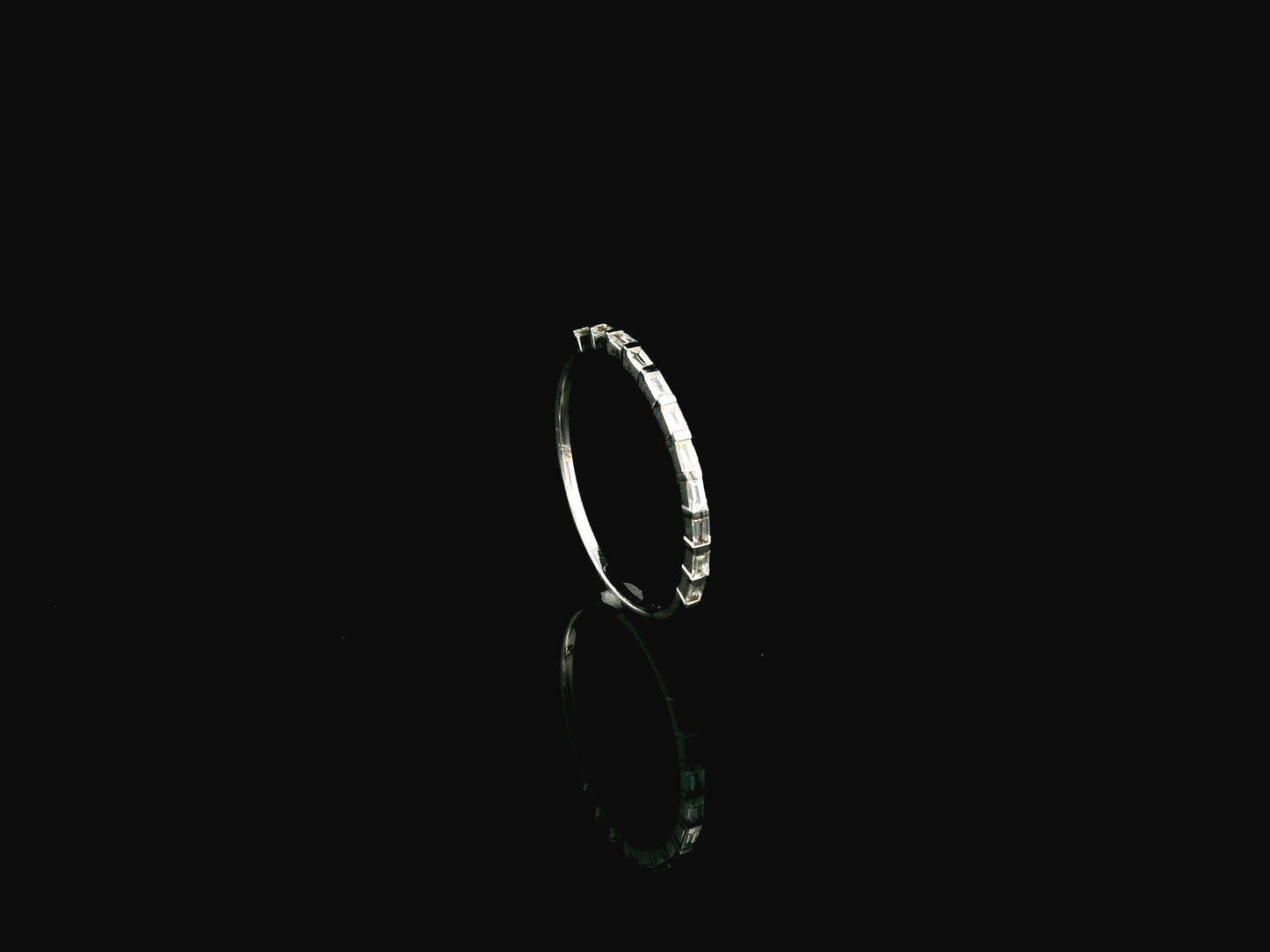 Baguette diamond band ring in 18K white gold minimalist stackable ring Emirates Diamonds